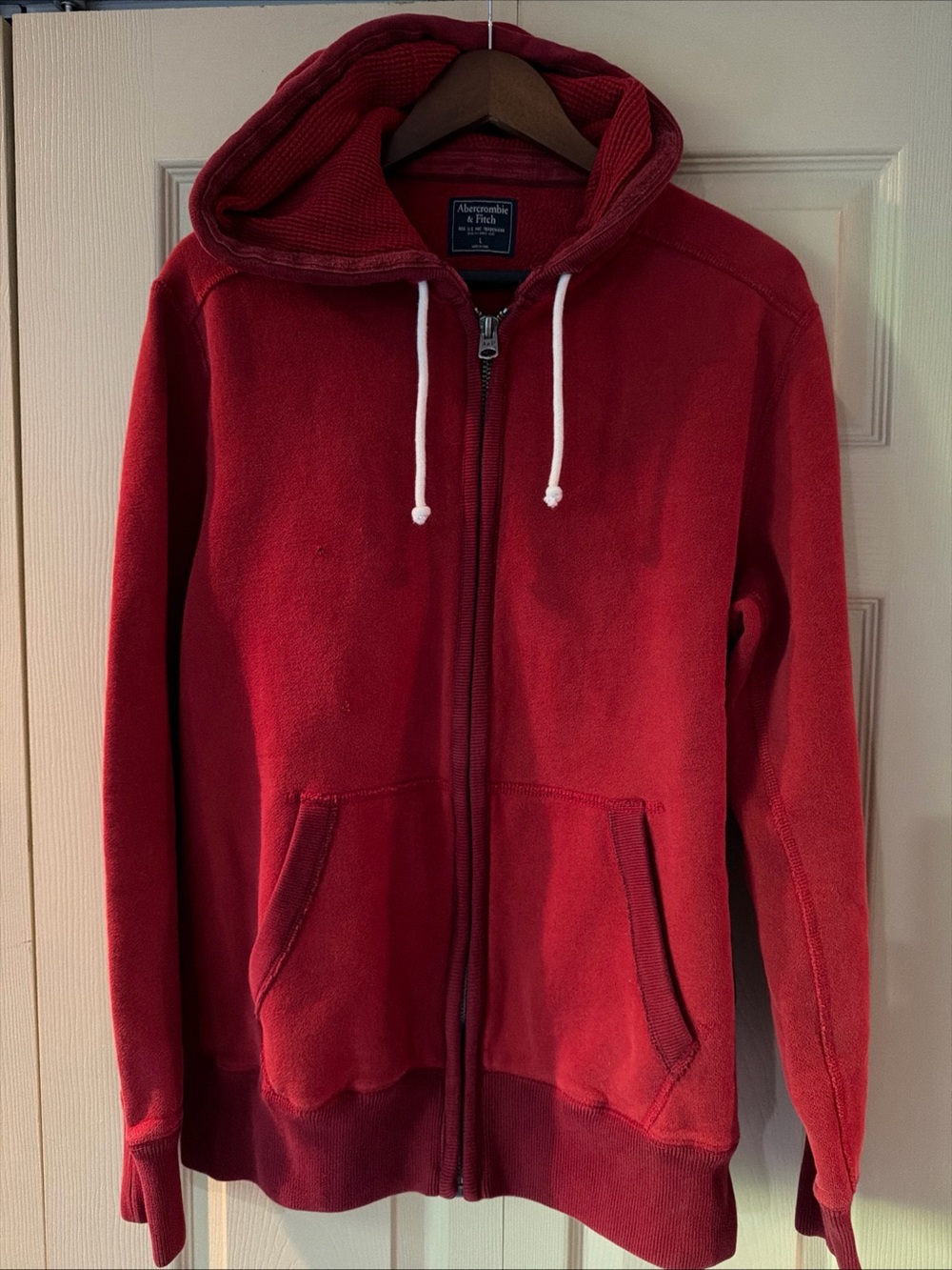 Abercrombie and Fitch Hoodie Sweatshirt Size L Large Red Distressed Y2K